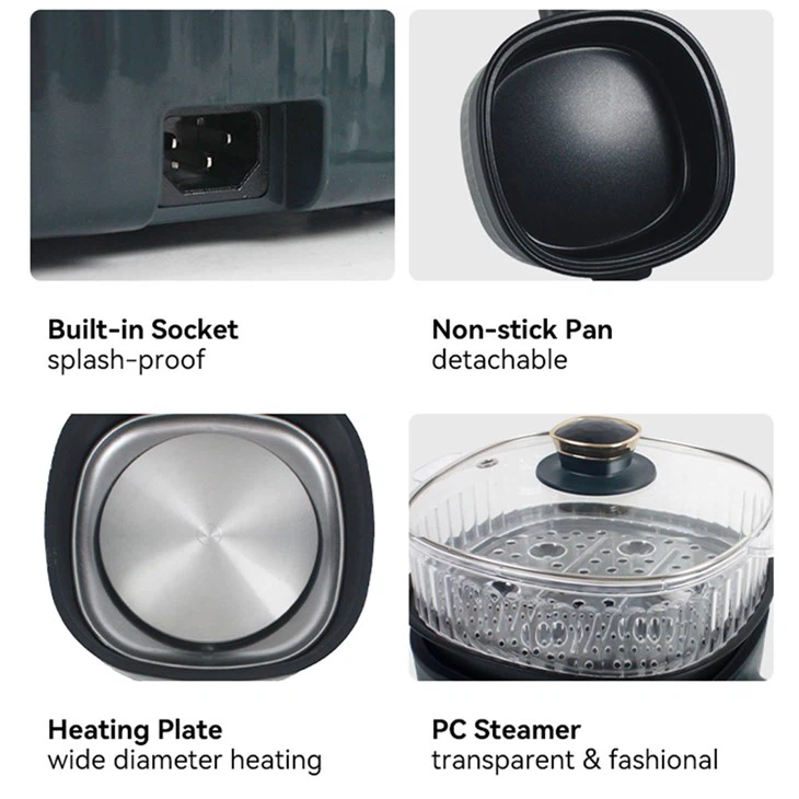 3L Electric Skillet With Steamer